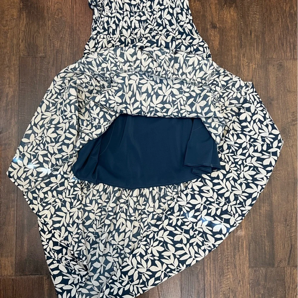Abercrombie & Fitch Womens Ruffle Strap Textured Maxi Dress Size S/P Blue/White